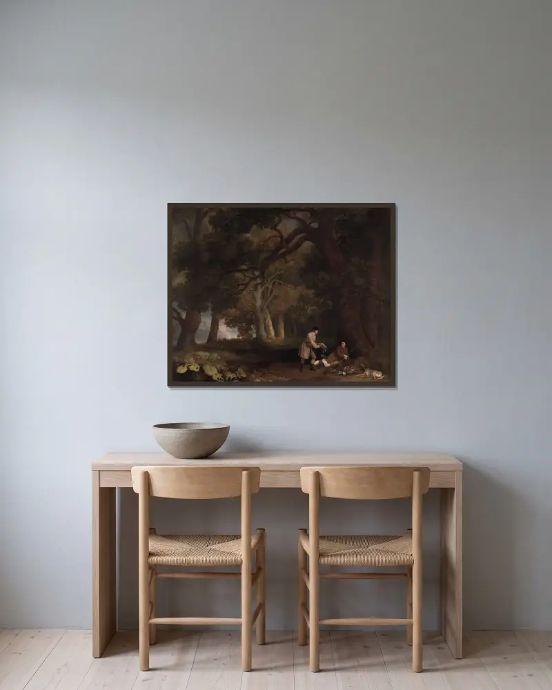 En rast efter jakten av George Stubbs inramad på en vägg