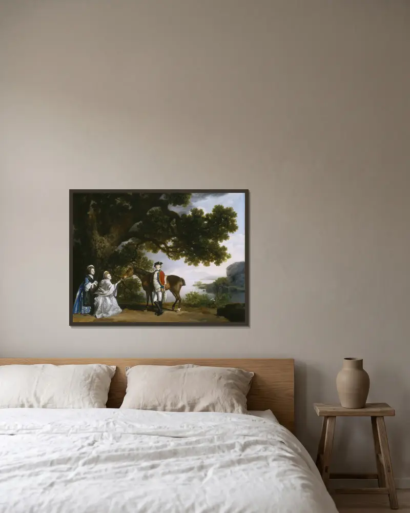 Captain Samuel Sharpe Pocklington mit seiner Frau Pleasance und möglicherweise seiner Schwester Frances von George Stubbs gerahmt an einer Wand