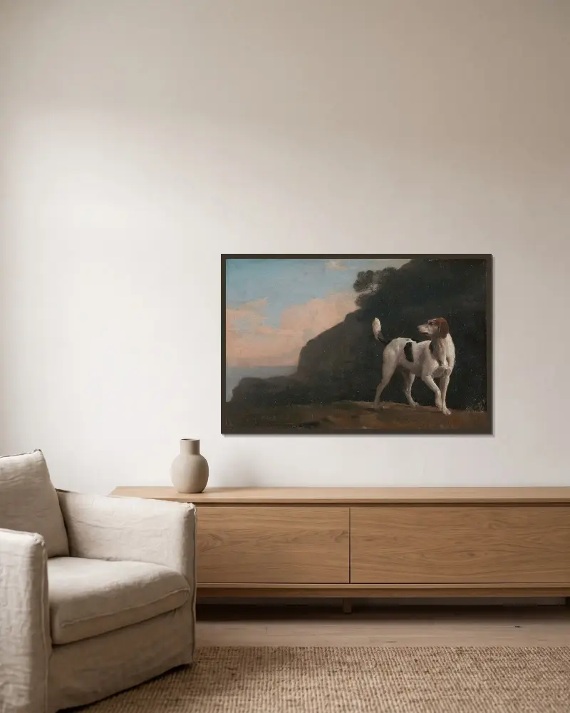 Foxhound av George Stubbs inramad på en vägg