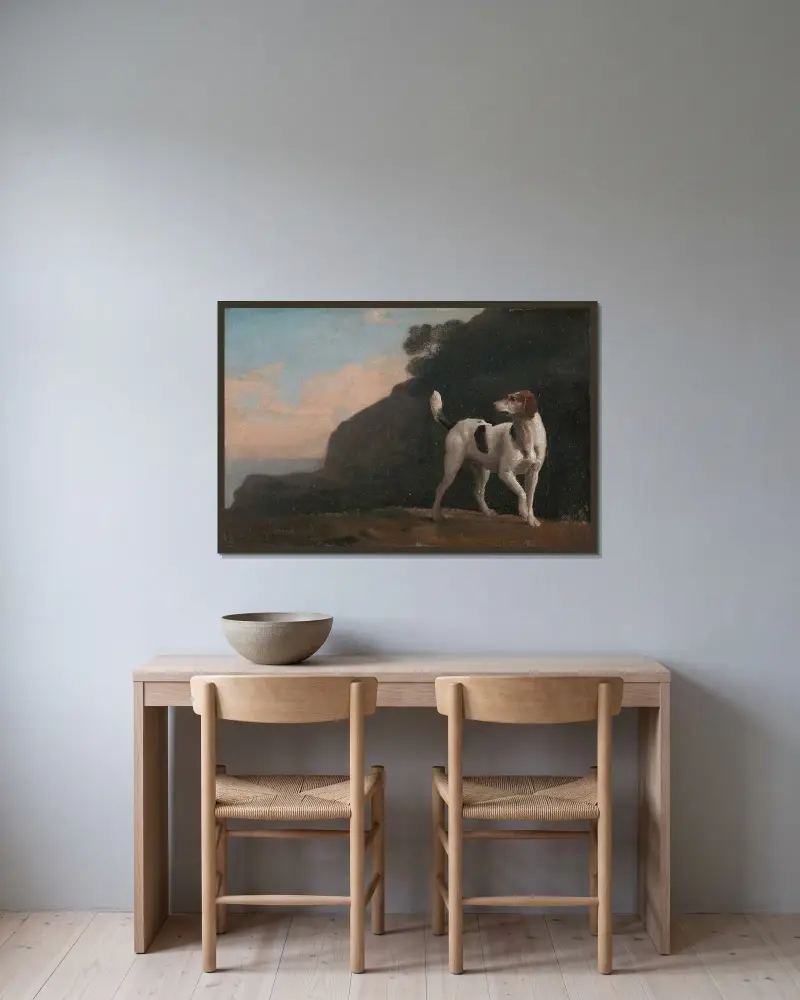 Foxhound av George Stubbs inramad på en vägg