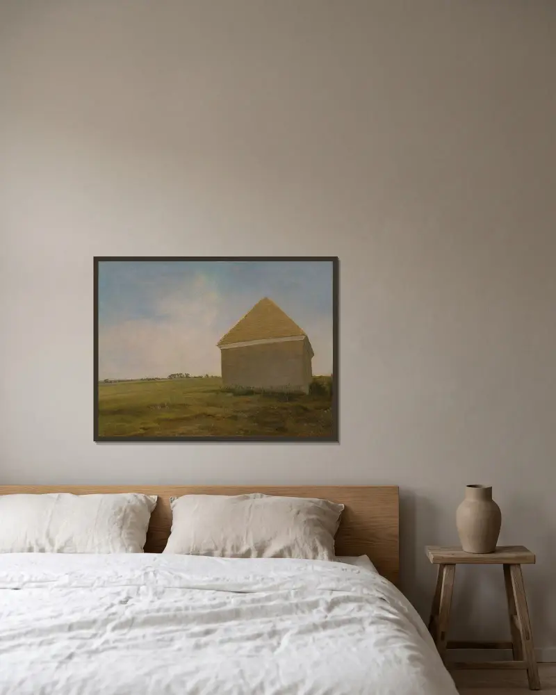 Newmarket Heath, med en rykthus av George Stubbs inramad på en vägg