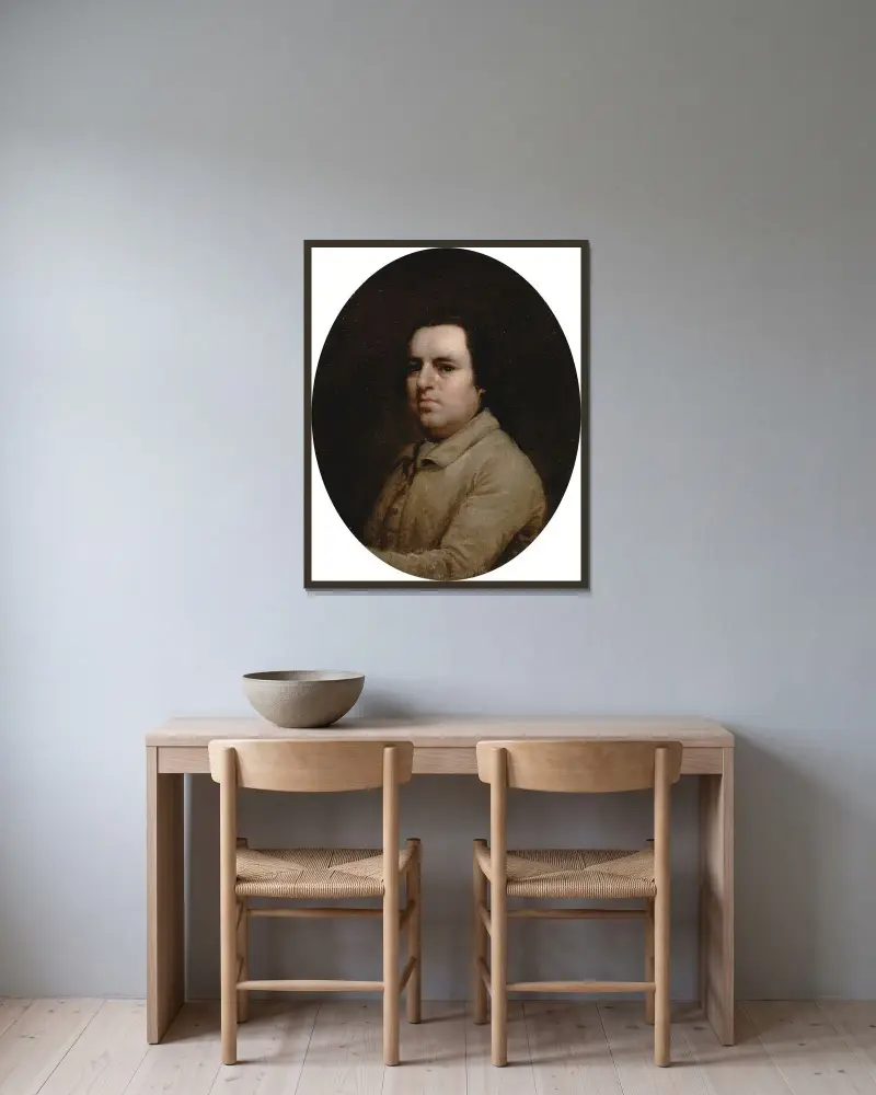 Självporträtt av George Stubbs inramad på en vägg