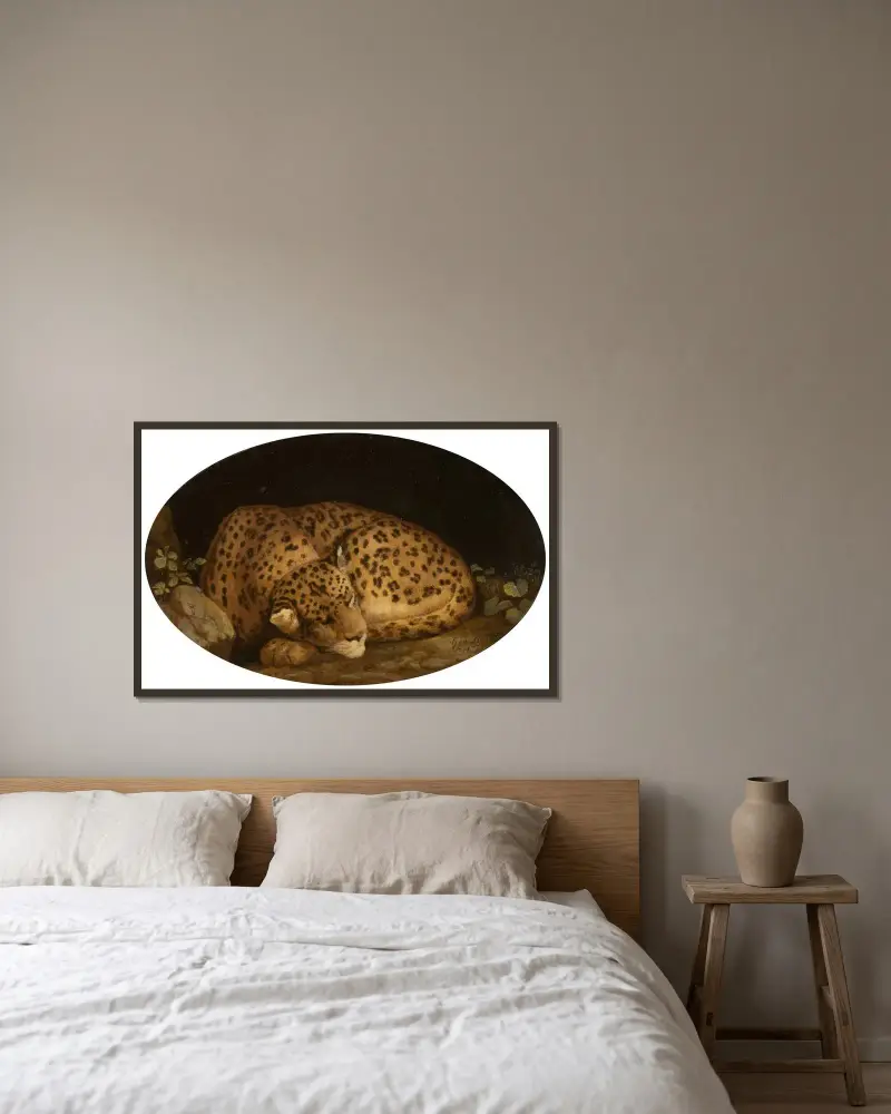 Sovande leopard av George Stubbs inramad på en vägg