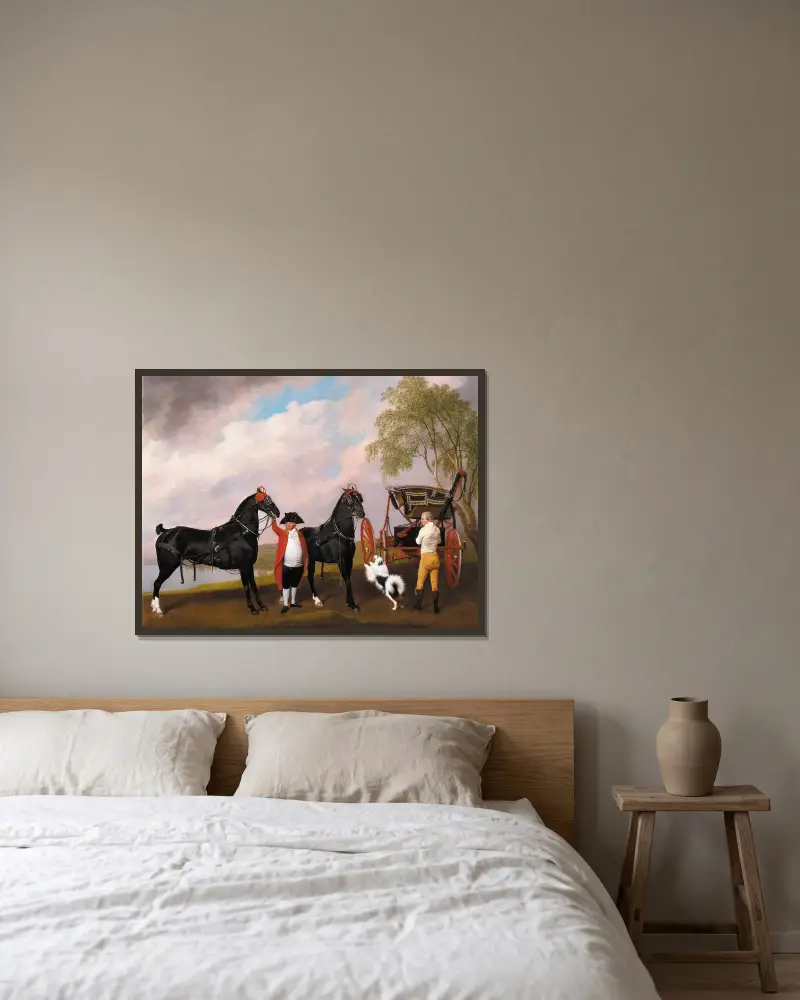 Prinsen av Wales phaeton av George Stubbs inramad på en vägg