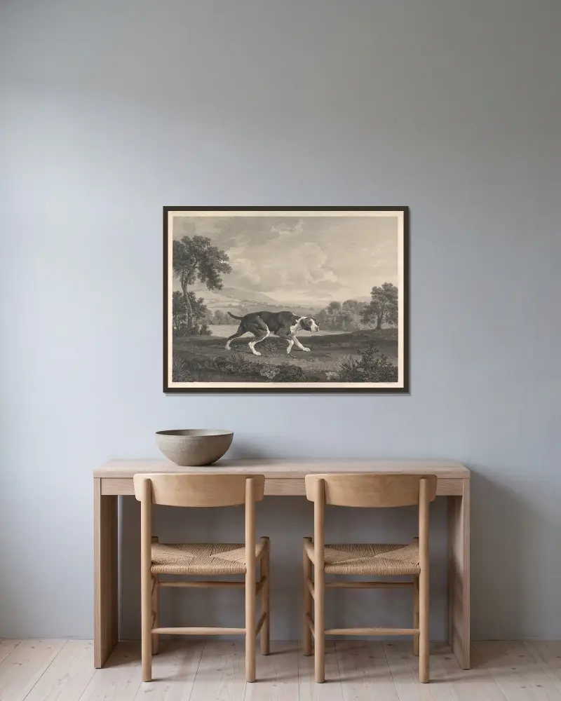 Španělský ohař, George Stubbs v rámu na stěně