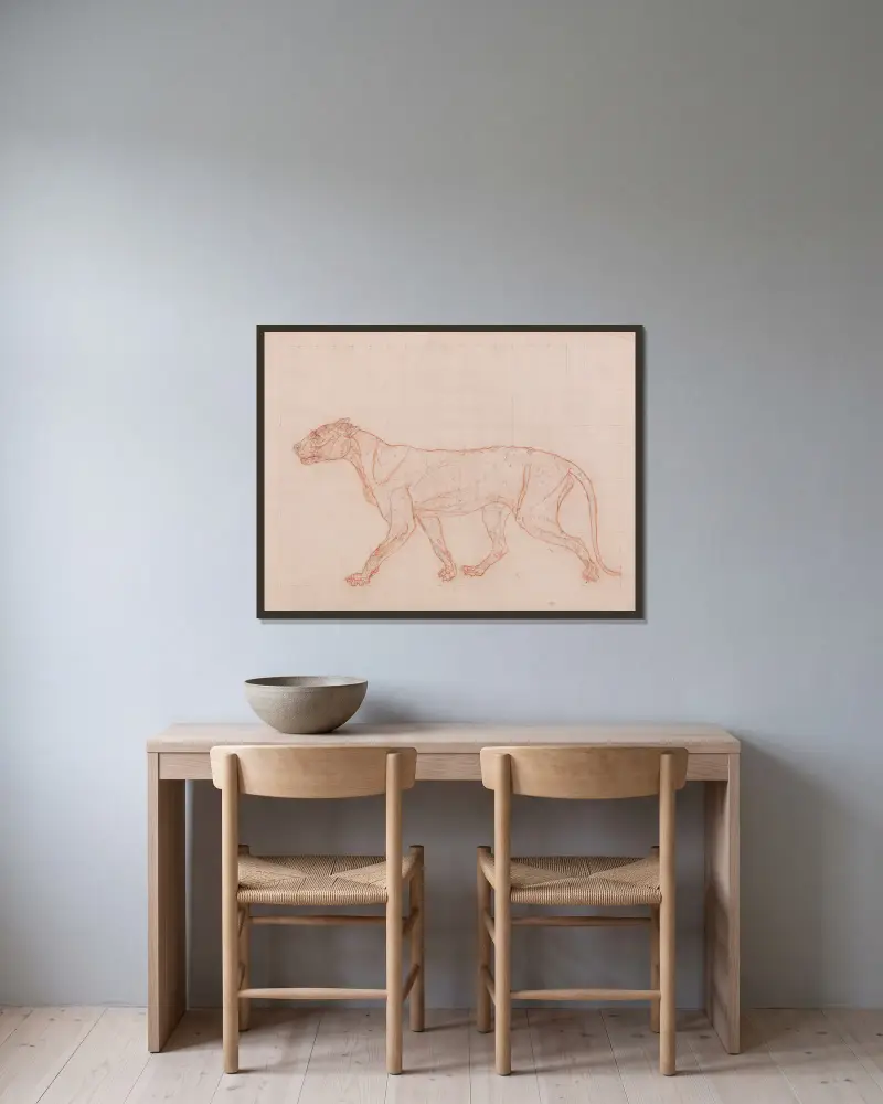 Tigerkörper, Seitenansicht, 1795 – Nr. 2 von George Stubbs gerahmt an einer Wand