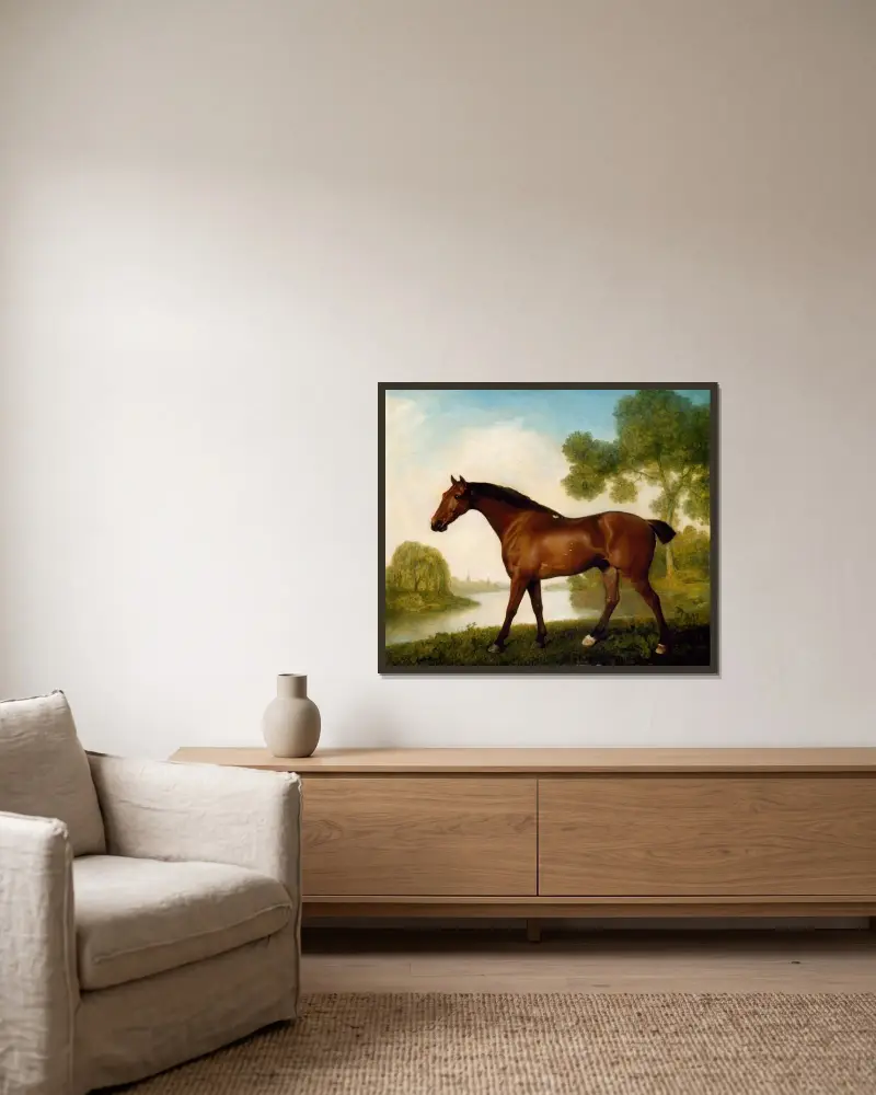 Truss, en jakthund av George Stubbs inramad på en vägg