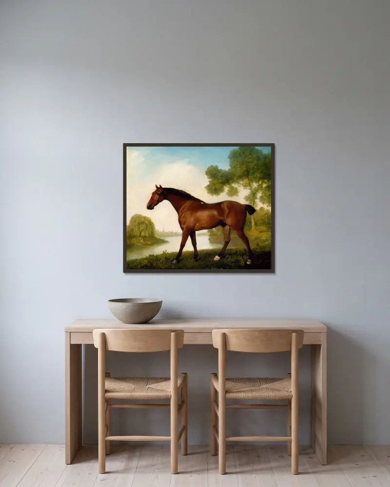 Truss, en jakthund av George Stubbs inramad på en vägg
