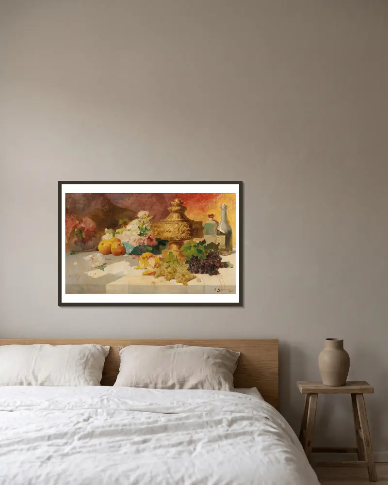 Large Still Life with Fruit av Georges Jeannin inramad på en vägg