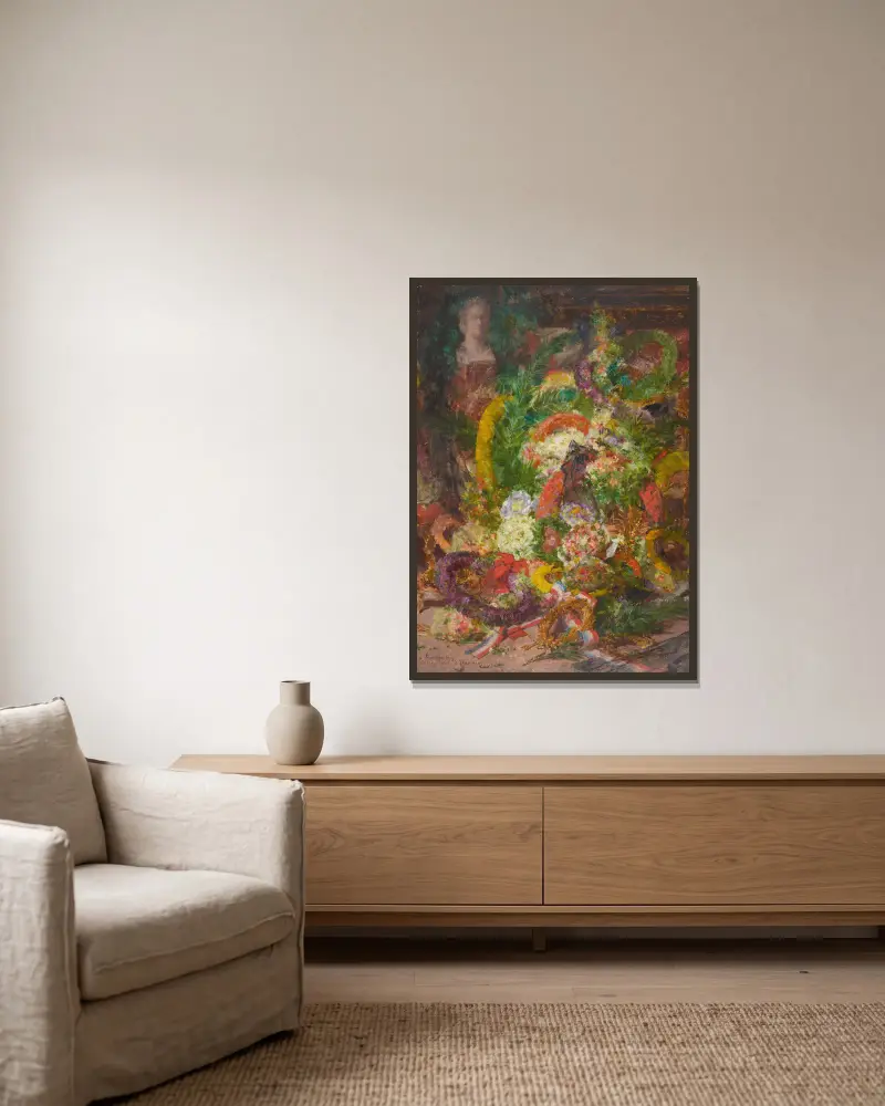 Les fleurs et les couronnes de la chambre mortuaire av Georges Jeannin inramad på en vägg