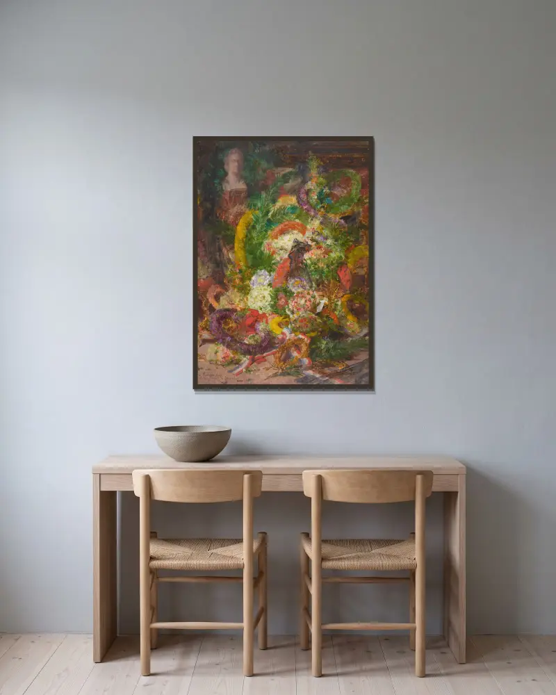 Les fleurs et les couronnes de la chambre mortuaire av Georges Jeannin inramad på en vägg