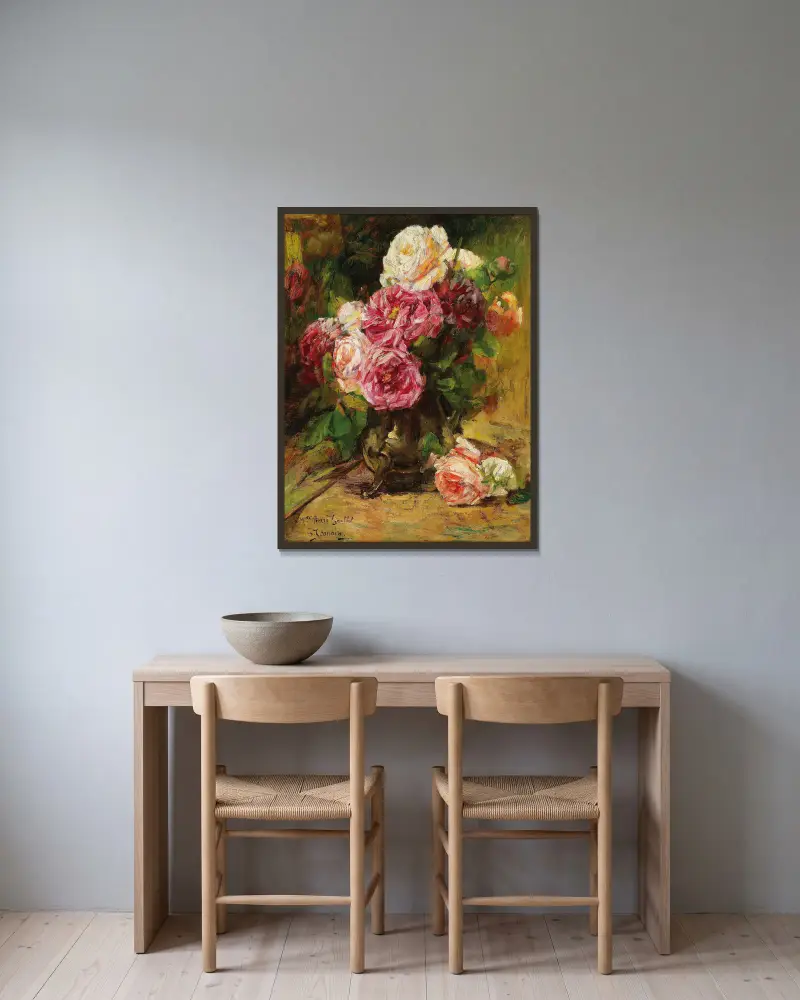 Die Rose von Georges Jeannin gerahmt an einer Wand