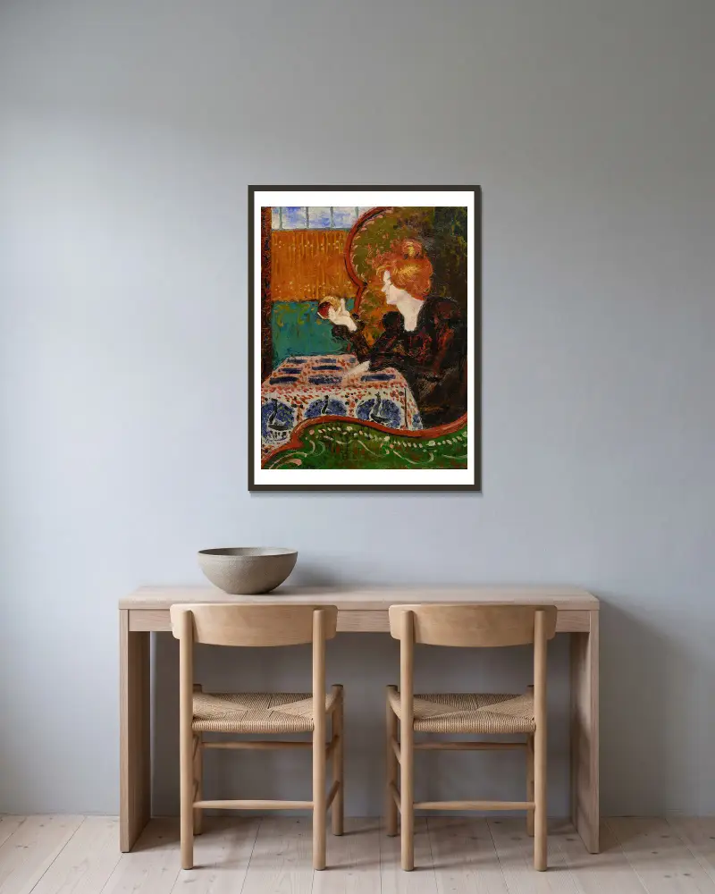 Femme de profil av Georges Lemmen inramad på en vägg