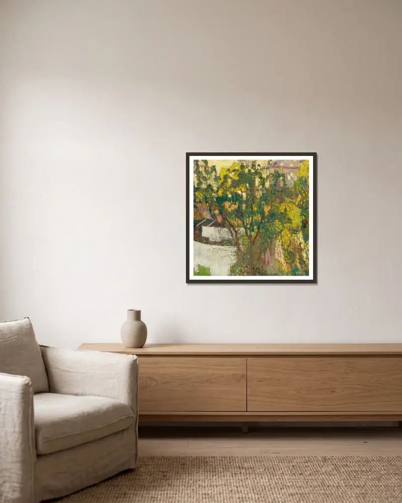 Großer Baum von Georges Lemmen gerahmt an einer Wand