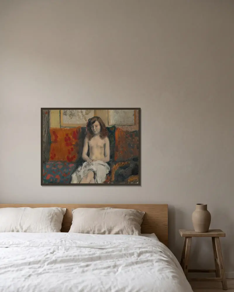 Ung flicka i interiör av Georges Lemmen inramad på en vägg