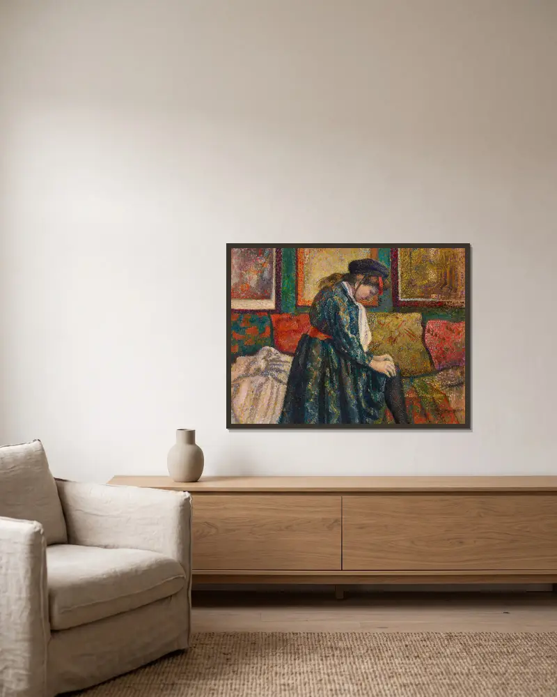 Das Strumpfband von Georges Lemmen gerahmt an einer Wand