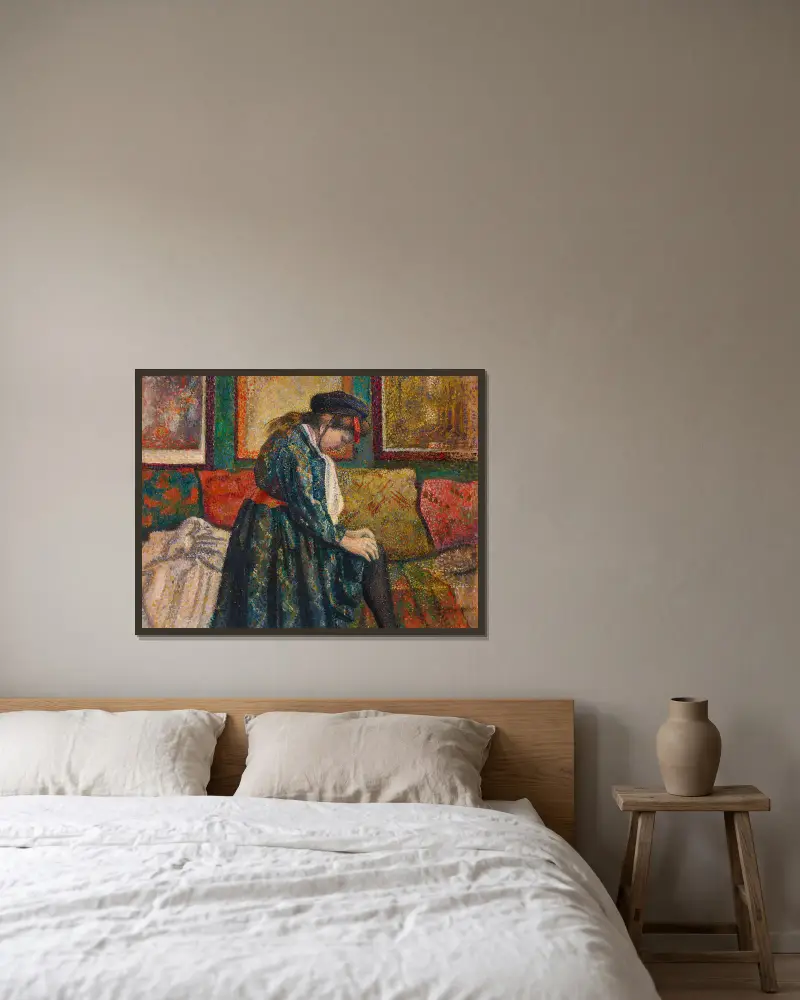 Das Strumpfband von Georges Lemmen gerahmt an einer Wand