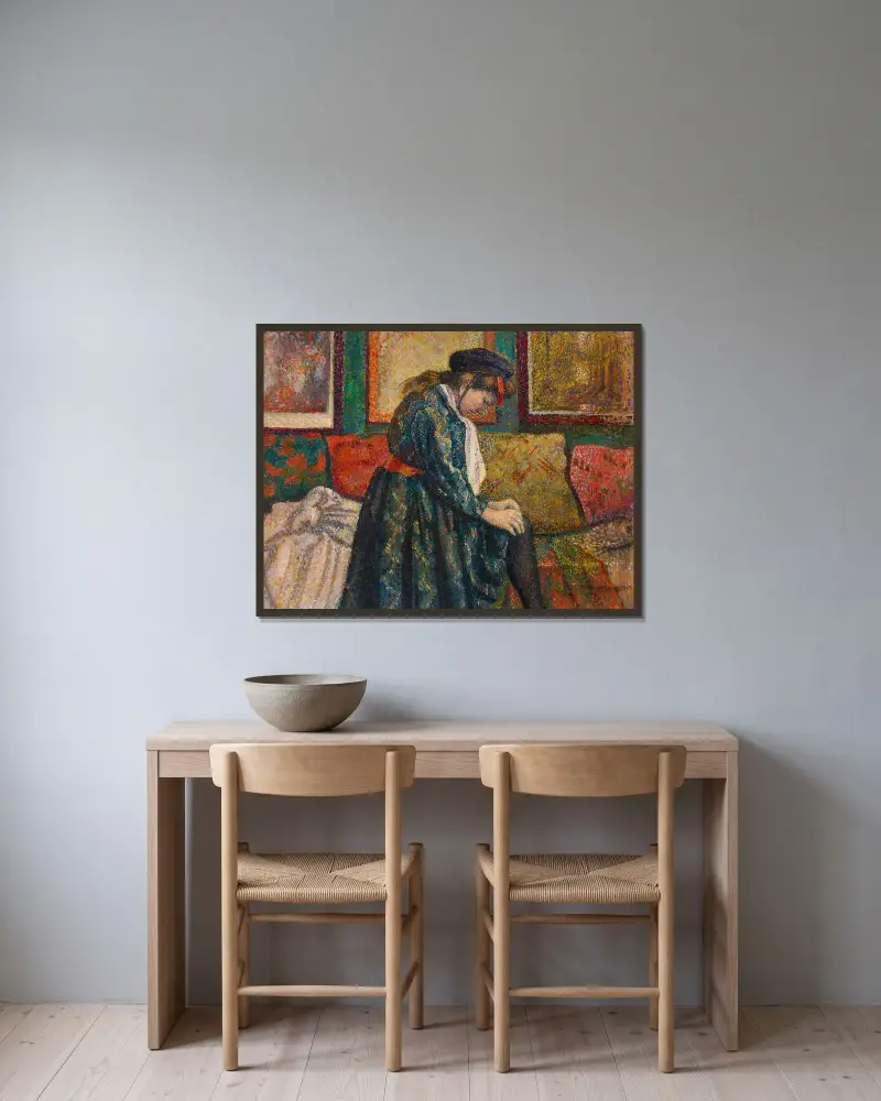 Das Strumpfband von Georges Lemmen gerahmt an einer Wand