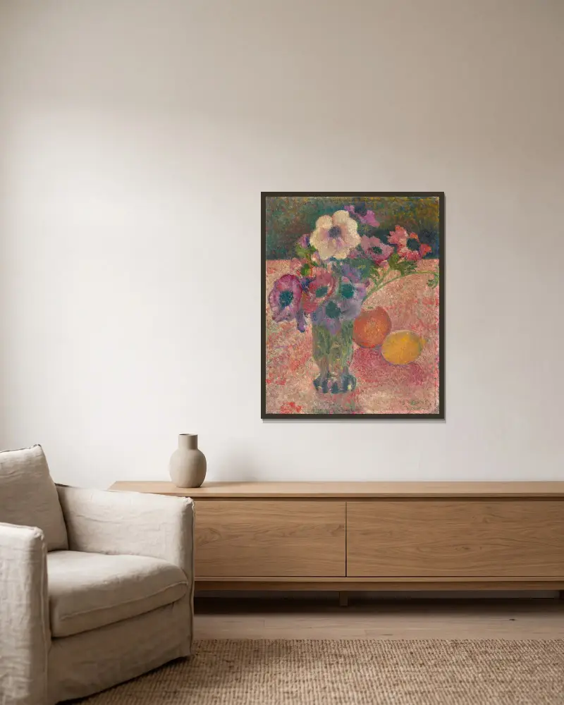 Anemoner av Georges Lemmen inramad på en vägg