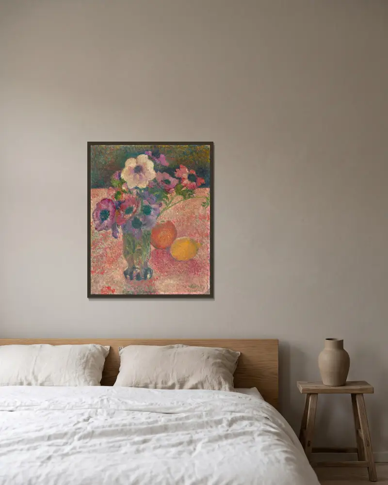 Anemoner av Georges Lemmen inramad på en vägg