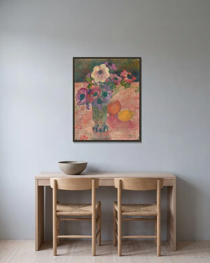 Anemoner av Georges Lemmen inramad på en vägg