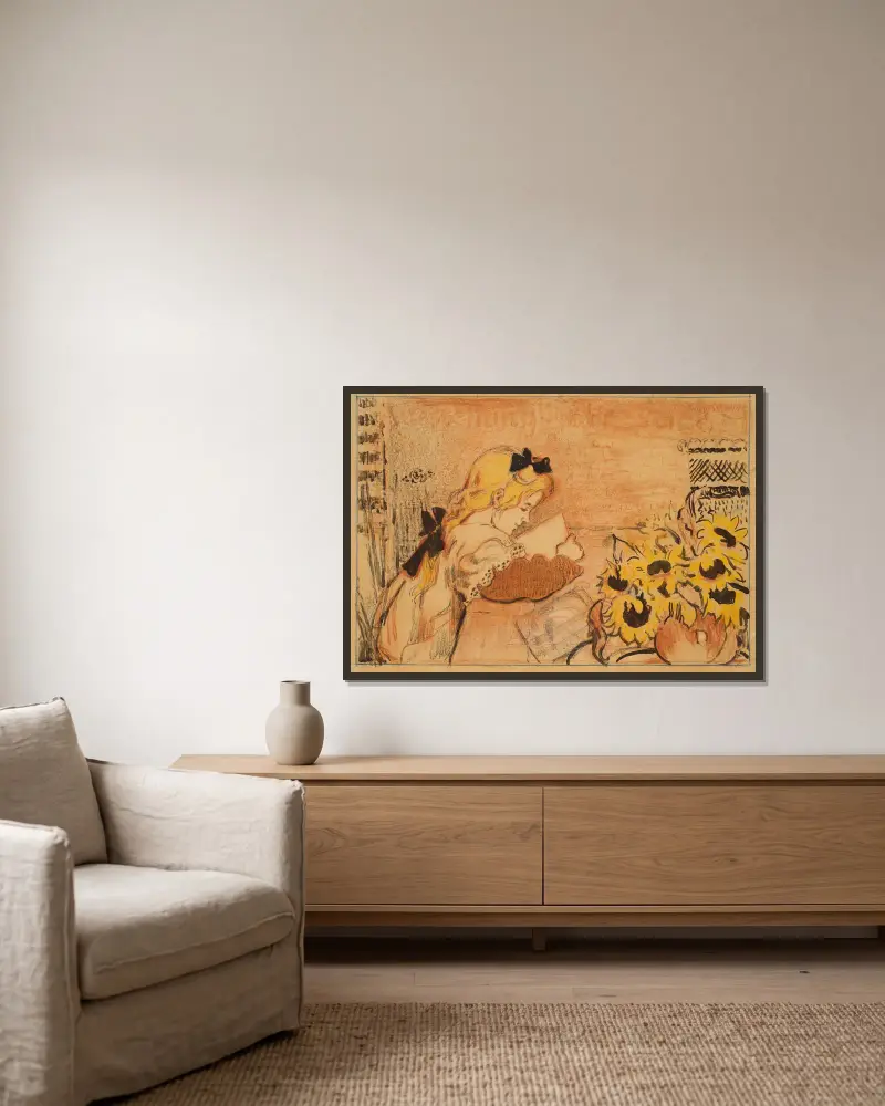 Lise bei der Lektüre von Georges Lemmen gerahmt an einer Wand