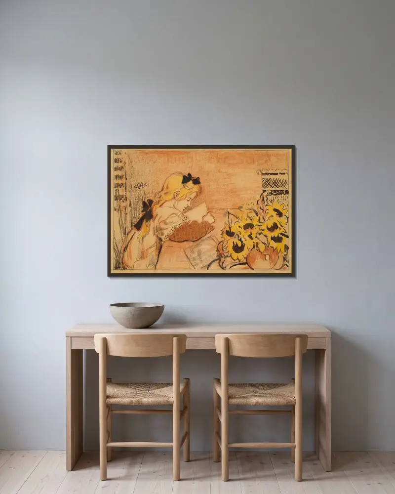 Lise bei der Lektüre von Georges Lemmen gerahmt an einer Wand