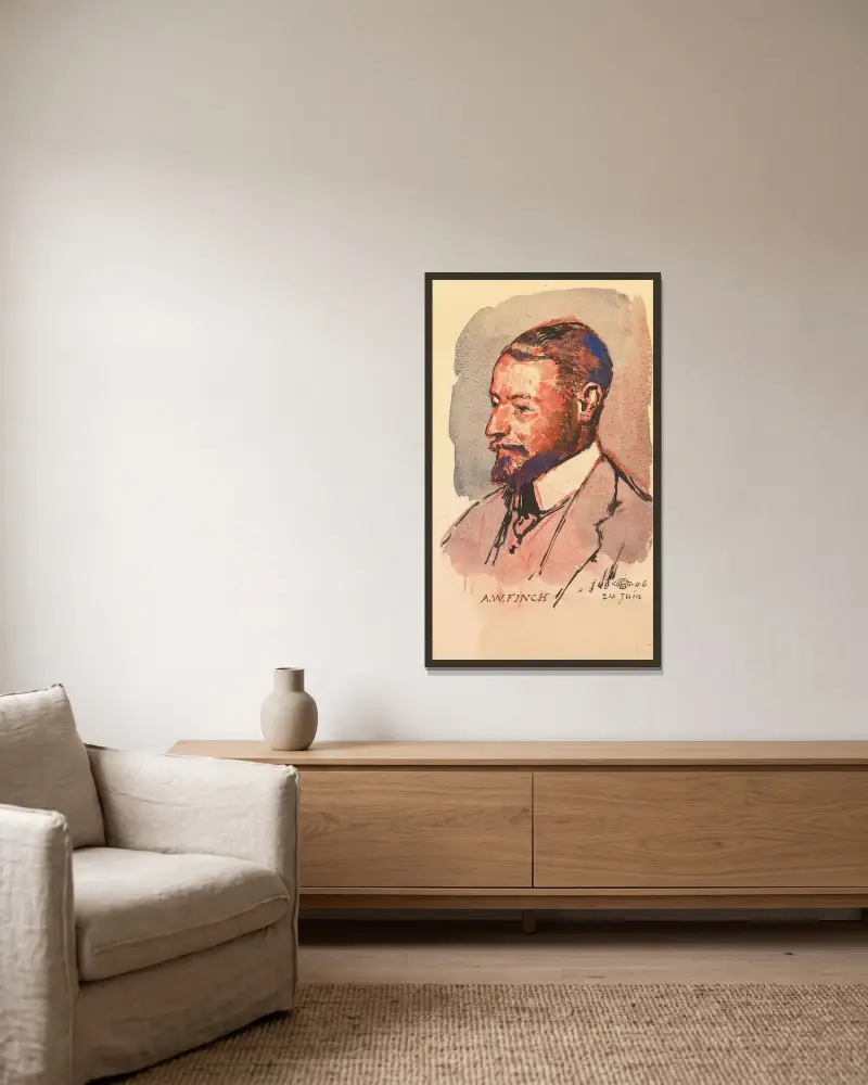 Portrait De L’artiste, Alfred William Finch (1854-1930) av Georges Lemmen inramad på en vägg