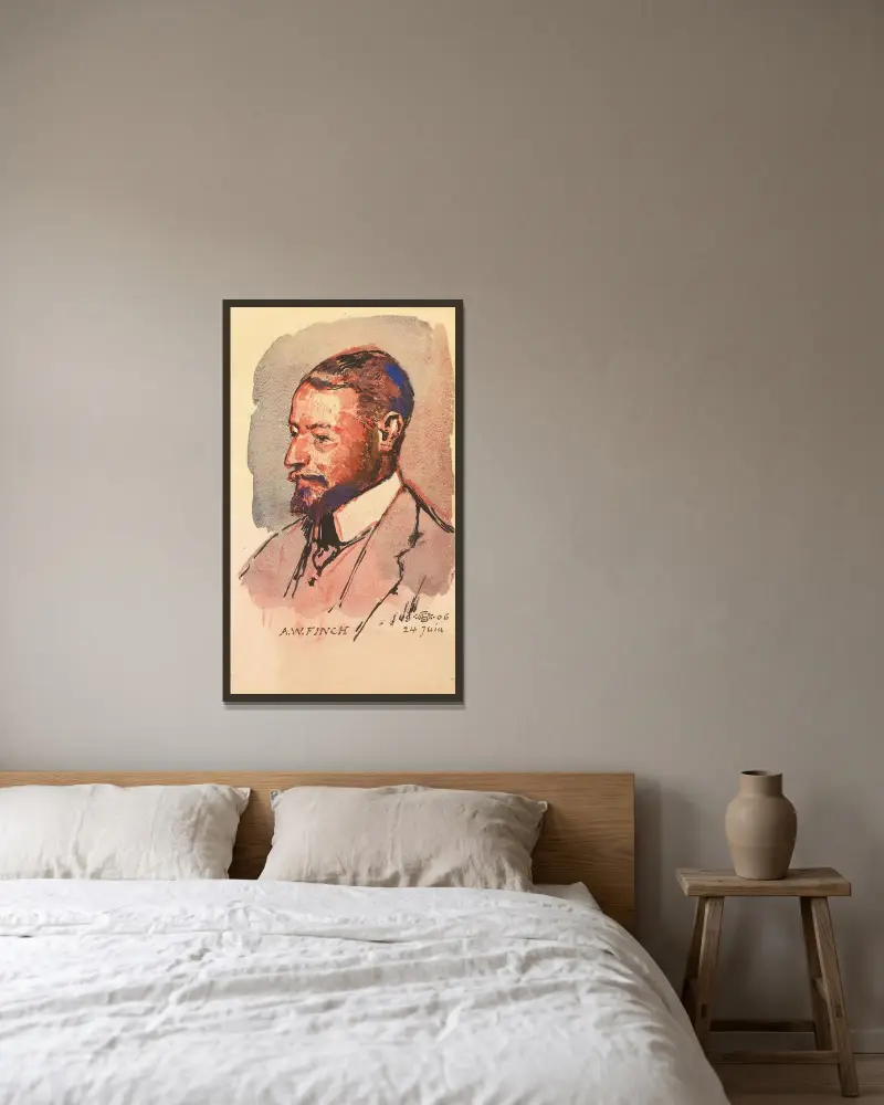 Portrait De L’artiste, Alfred William Finch (1854-1930) av Georges Lemmen inramad på en vägg