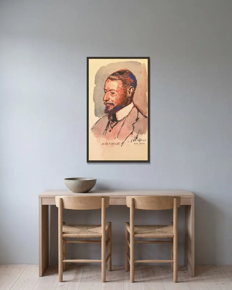 Portrait De L’artiste, Alfred William Finch (1854-1930) av Georges Lemmen inramad på en vägg