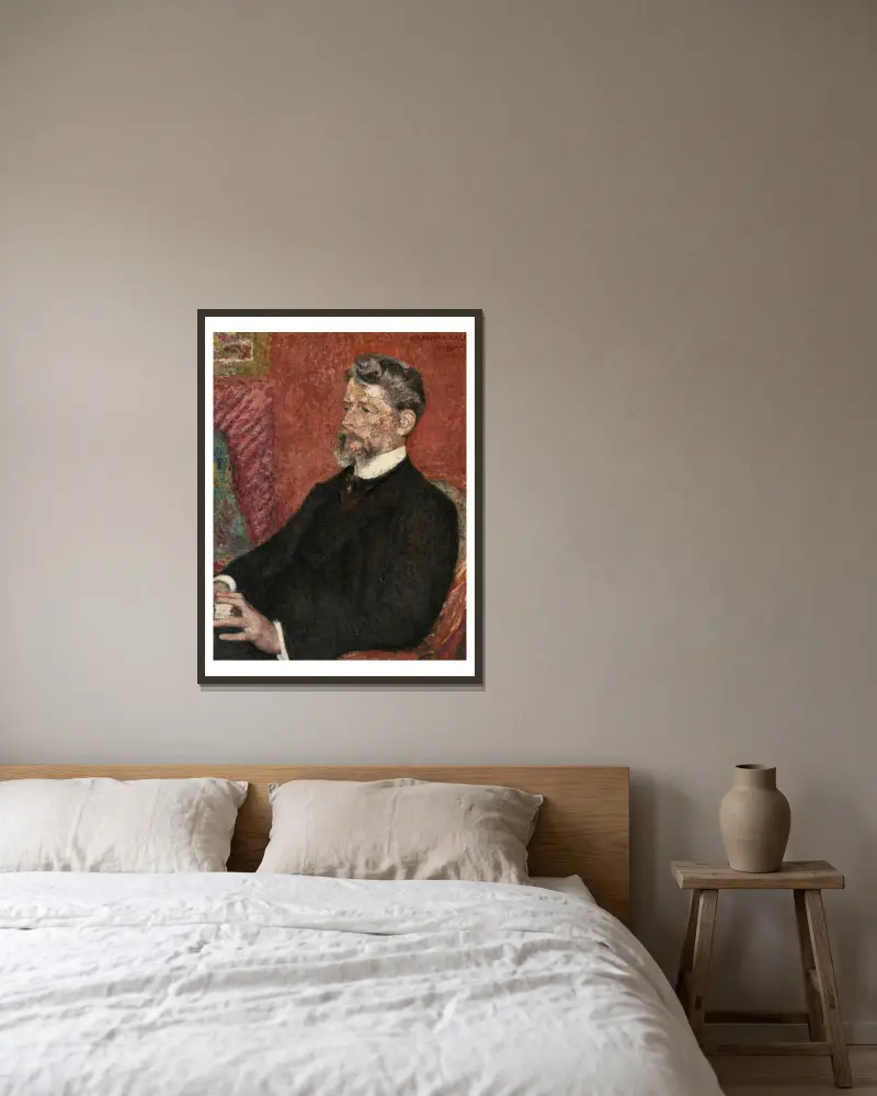 Porträtt av Grégoire Le Roy (1862–1941) av Georges Lemmen inramad på en vägg