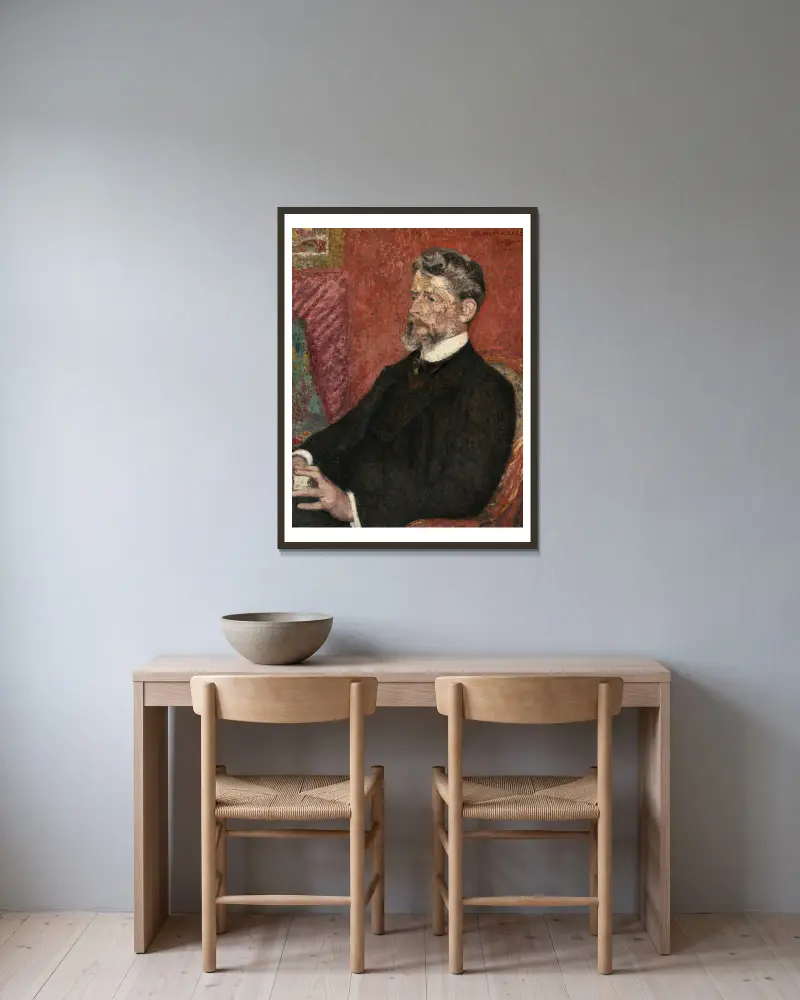 Porträtt av Grégoire Le Roy (1862–1941) av Georges Lemmen inramad på en vägg