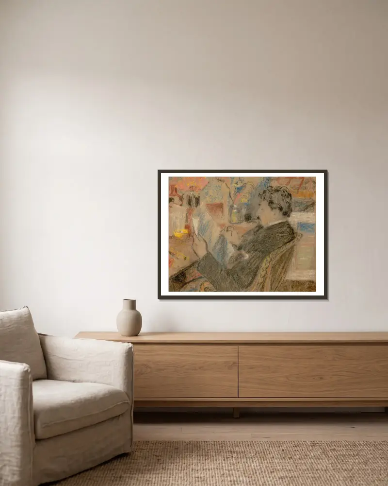Portrait of Jan Toorop av Georges Lemmen inramad på en vägg