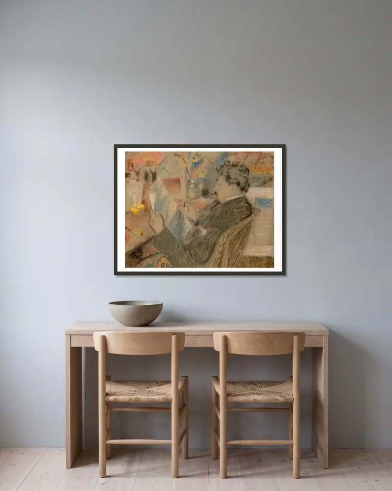 Portrait of Jan Toorop av Georges Lemmen inramad på en vägg