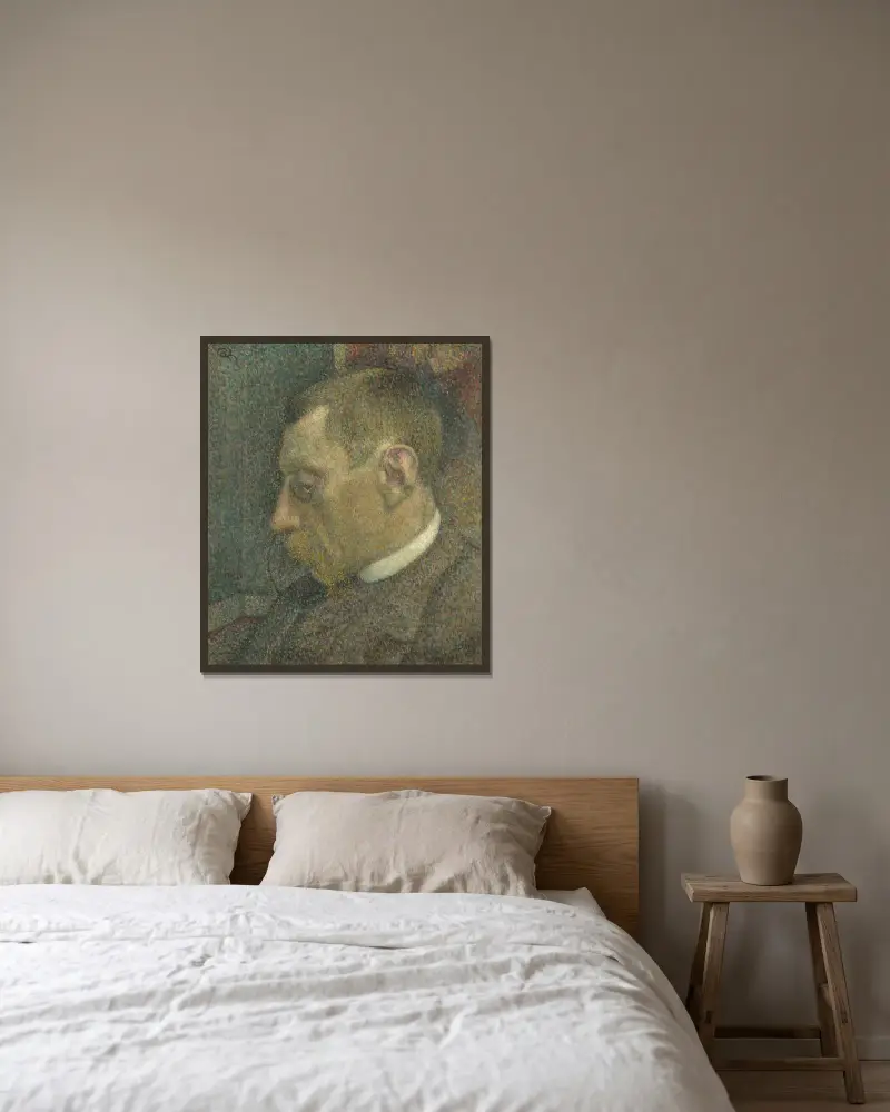 Porträtt av Verhaeren av Georges Lemmen inramad på en vägg