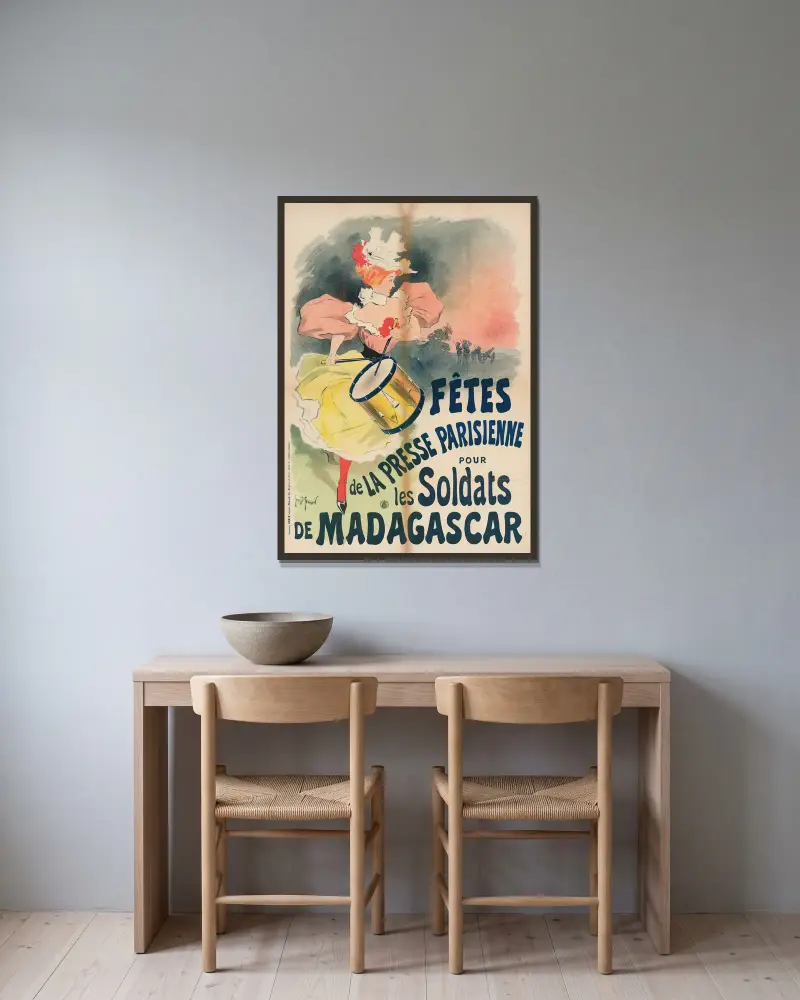 Fetes De La Presse Parisienne Pour Les Soldats De Madagascar av Georges Meunier inramad på en vägg