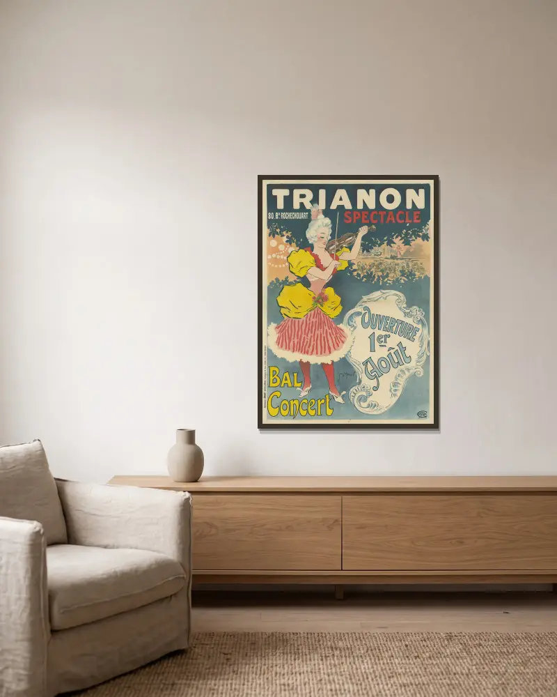 Trianon, 80 Bd Rochechouart. Spectacle. Bal. Concert av Georges Meunier inramad på en vägg
