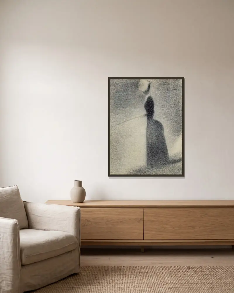 A Woman Fishing av Georges Seurat inramad på en vägg