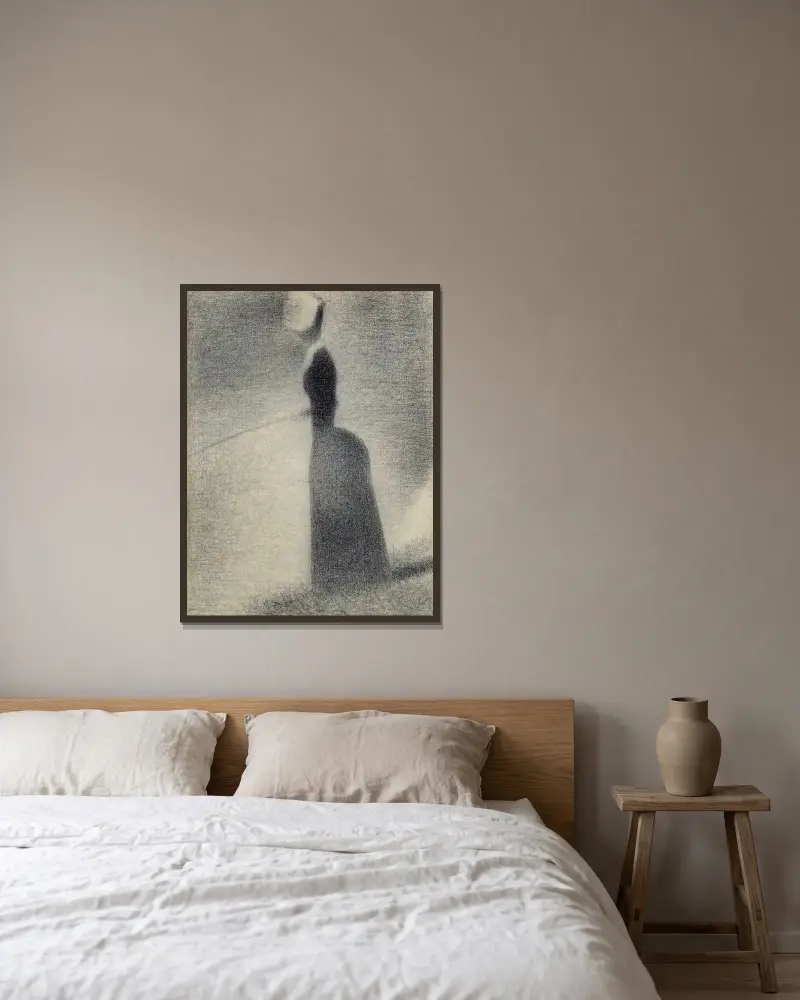A Woman Fishing av Georges Seurat inramad på en vägg