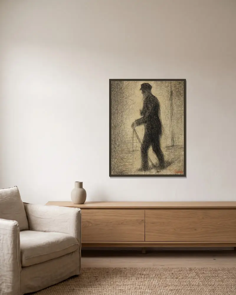 Auf dem Marsch von Georges Seurat gerahmt an einer Wand