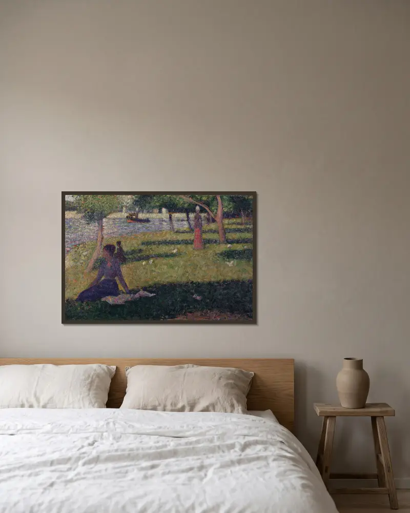 Étude pour ‘La Grande Jatte’ (Study for ‘La Grande Jatte’) av Georges Seurat inramad på en vägg