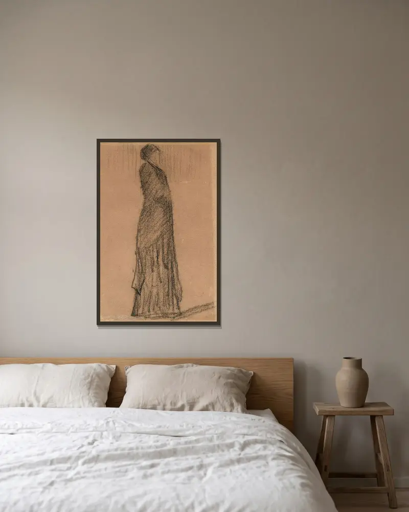 Femme debout tournée à droite av Georges Seurat inramad på en vägg