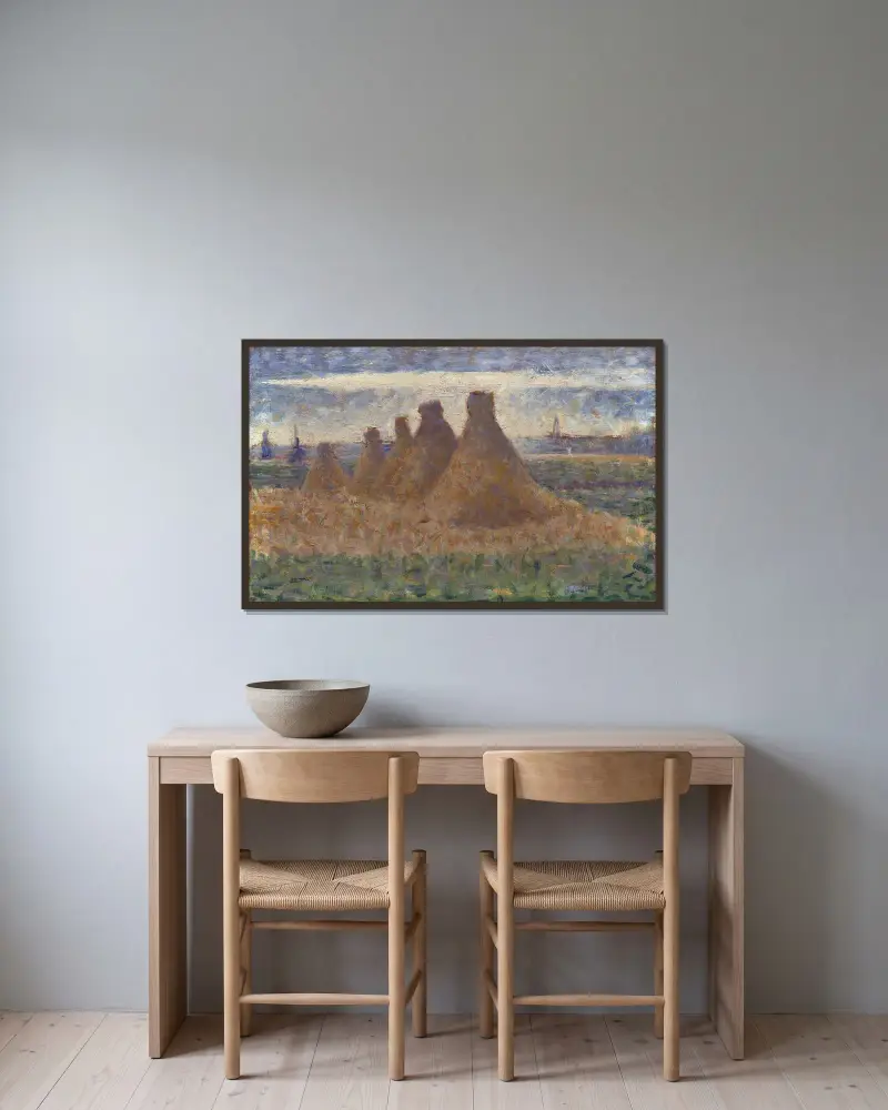 Kupky sena, Georges Seurat v rámu na stěně