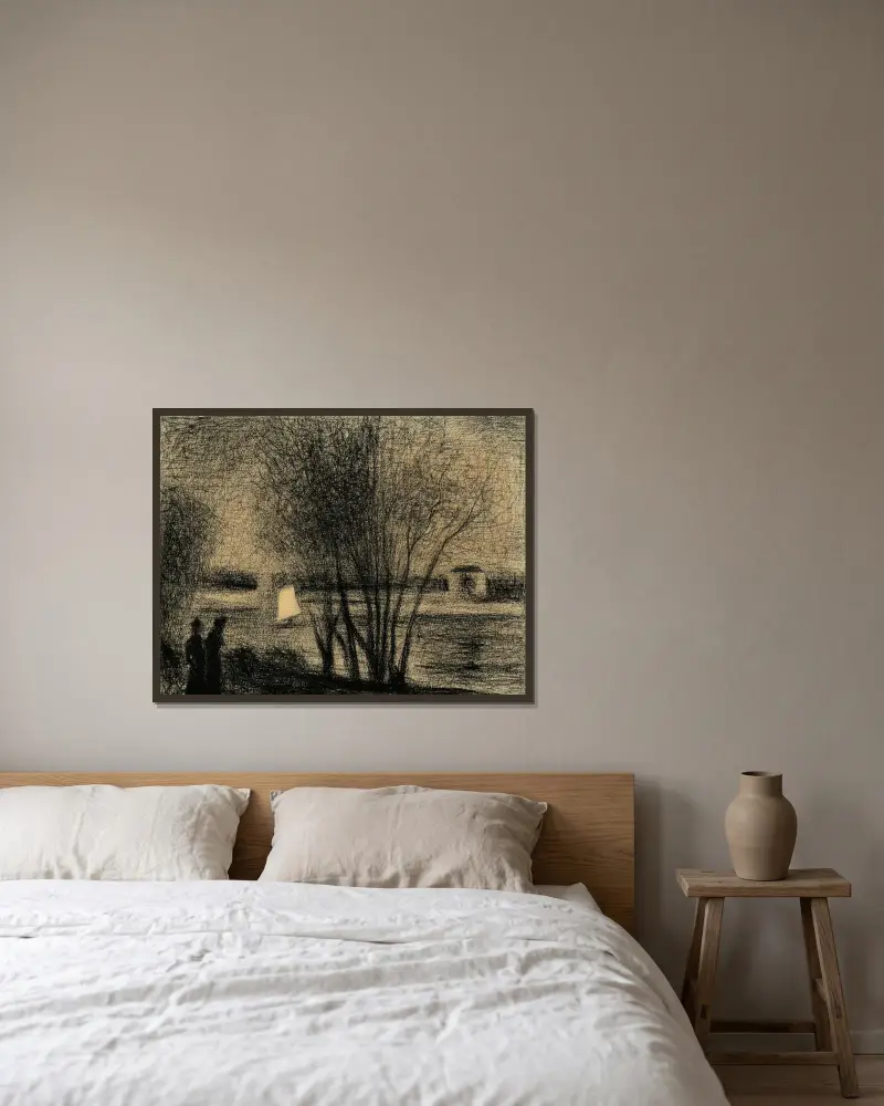 La voile blanche av Georges Seurat inramad på en vägg