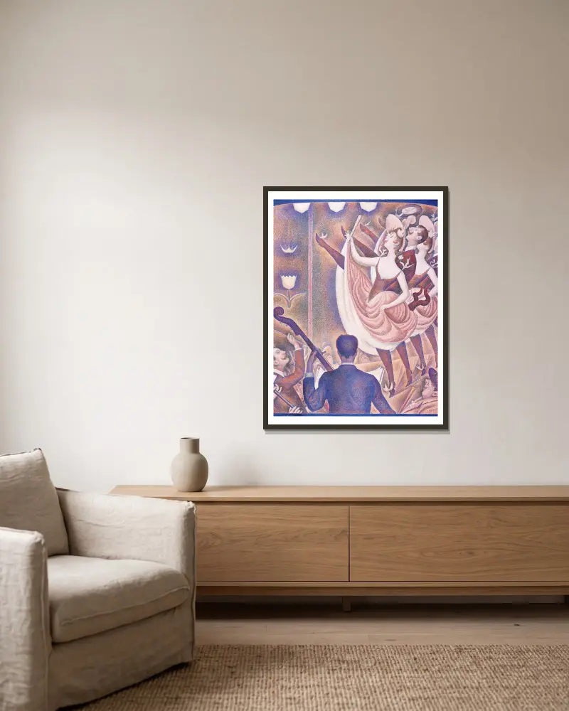 Der Cancan von Georges Seurat gerahmt an einer Wand