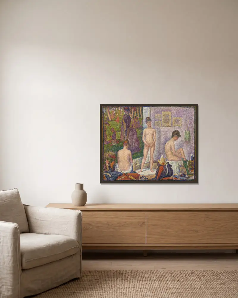 Die Modelle von Georges Seurat gerahmt an einer Wand
