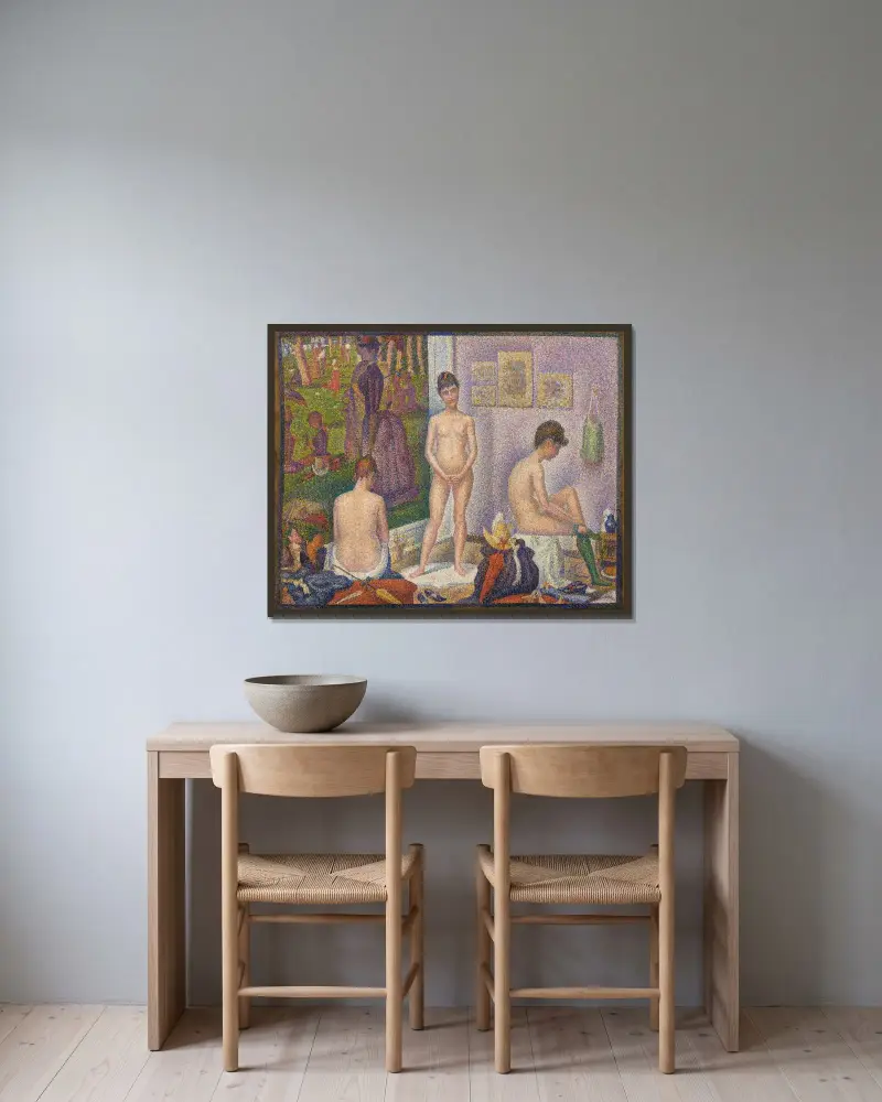 Die Modelle von Georges Seurat gerahmt an einer Wand