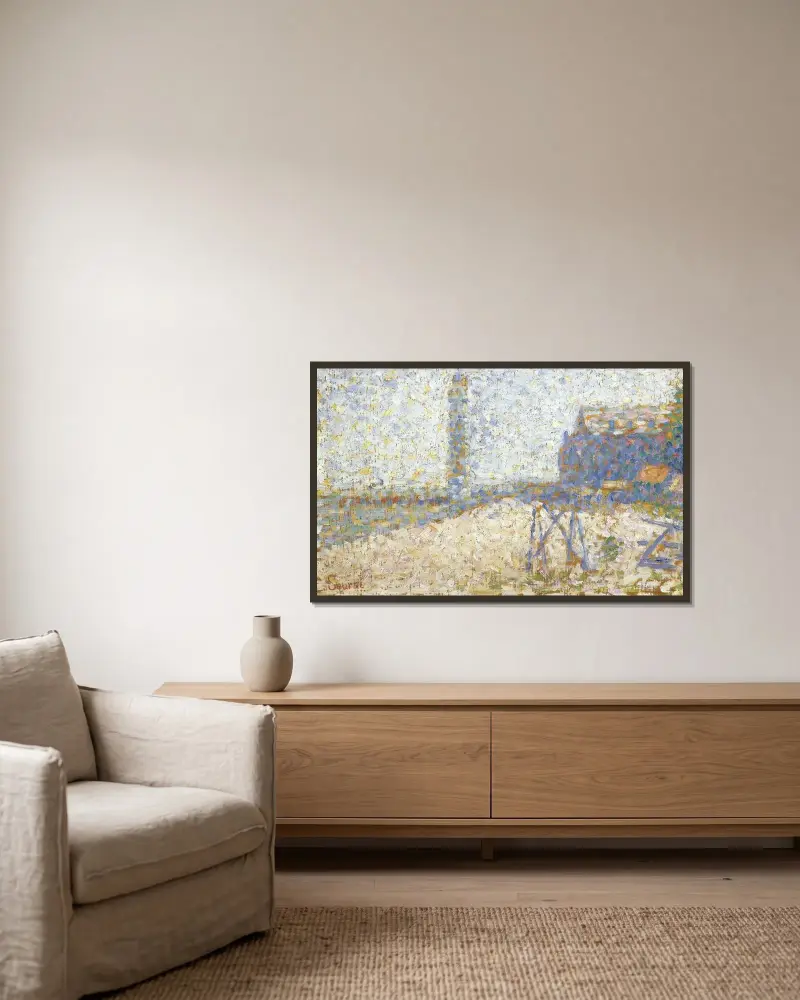 L’hospice Et Le Phare De Honfleur av Georges Seurat inramad på en vägg