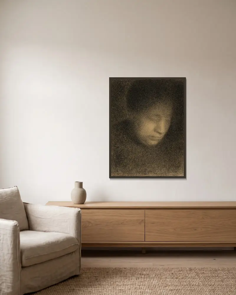 Madame Seurat, the Artist’s Mother (Madame Seurat, mère) av Georges Seurat inramad på en vägg