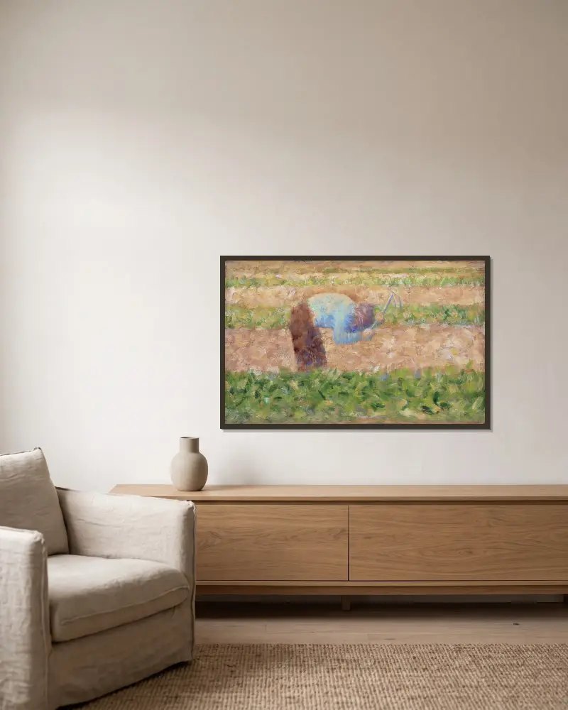Mężczyzna z motyką, Georges Seurat w ramie na ścianie